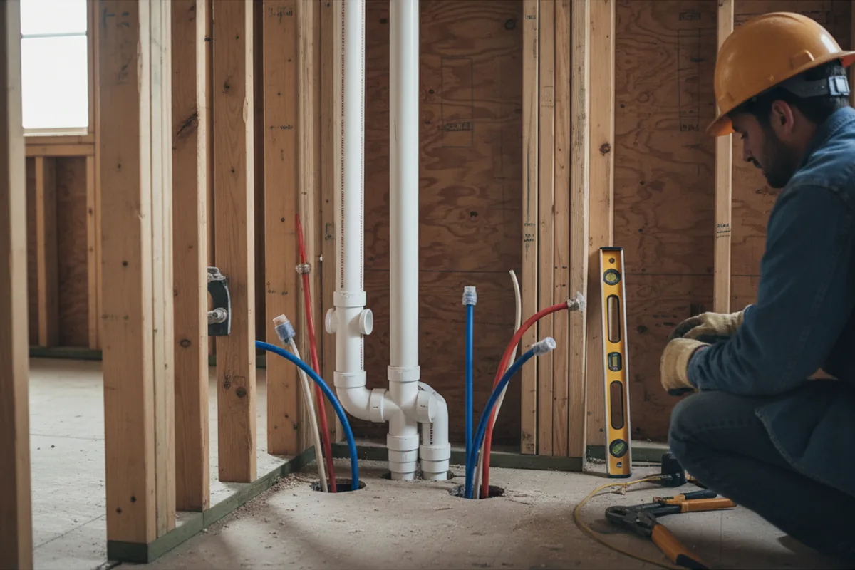 Drain and supply rough-in during Drain Cleaning in Yermo