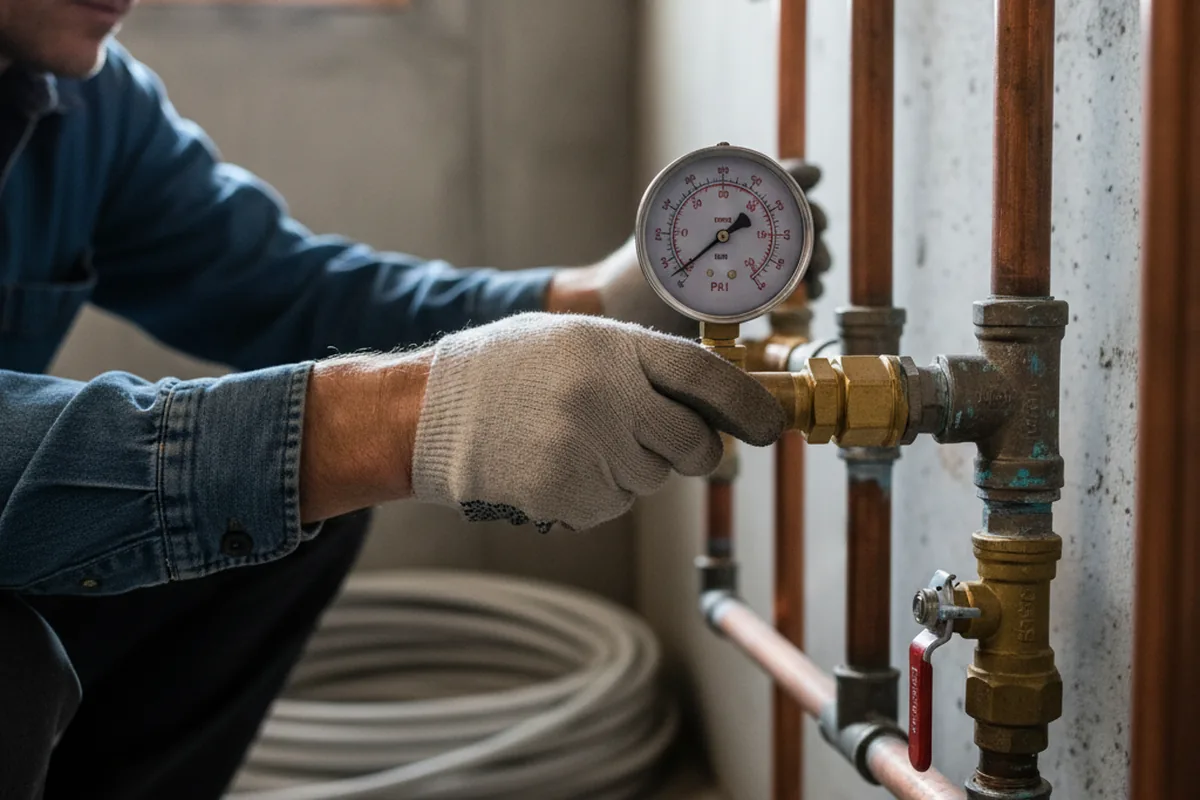 Pressure testing a repaired line during Water Line Repair in Yermo